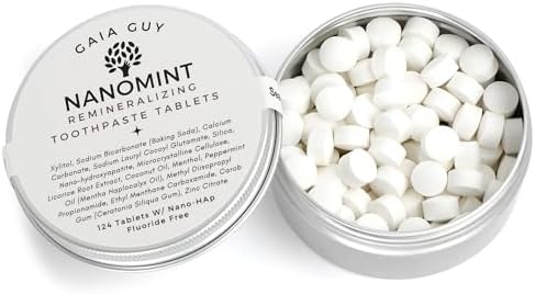 NanoMint | Remineralizing Toothpaste Tablets | Nano Hydroxyapatite Fluoride Free | 124 Toothpaste Tabs | Eco Friendly, Travel Mouthwash Tablets | Freshens Breath & Strengthens Tooth Enamel