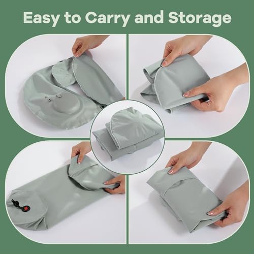MABOZOO U-Shaped Full Body Bath Pillow for Tub 2 Pcs Inflatable Bathtub Bath Pillows with Adjustable Button for Shower, Neck Support Headrest & Leg Pillow for Relaxation Spa Soak in Bathtub