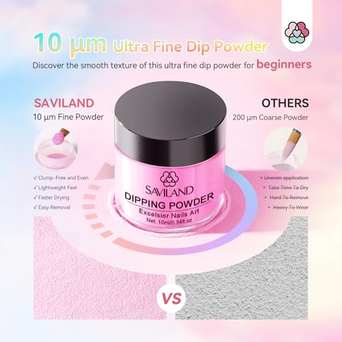 SAVILAND Dip Powder Nail Kit Starter - 20 Colors Summer Neon Dipping Powder System with Base/Top/Activator/Brush Saver, No U V Lamp Needed for Long-Lasting Salon & Home Manicure