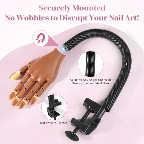 Magnetic Practice Hand for Acrylic Nails: Flexible Fake Hand Manicure Training Hand with Strengthen Nail Tips - Mannequin Hand Nail Kit for Beginners