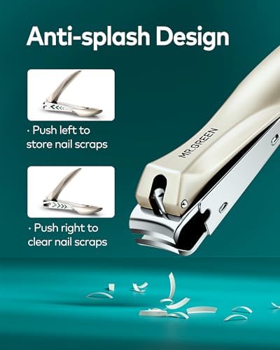 MR.GREEN Nail Clippers, Upgraded Anti-Splash Fingernail & Toenail Clippers Set with Nail File and Tweezers, Professional Practical Manicure Nail Care Kit with Exquisite Leather Case for Men& Women