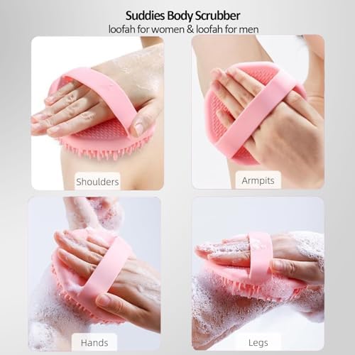 Suddies Body Scrubber, Silicone Body Scrubber, Silicone Loofah, Body Scrub Brush for Effective Showering Exfoliation, Travel Loofah for Women & Men for Delicate Skin (Black)