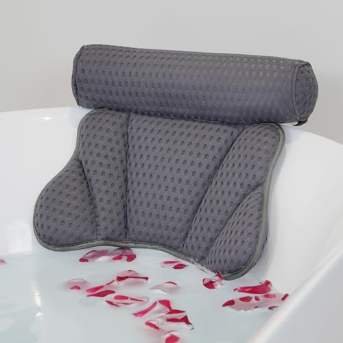 Luxury Bathtub Pillow, Mesh Bath Pillow with Suction Cups Bath Pillow for Women Relaxing, Bath Pillows for Tub Neck and Back Support,Fits All Bathtub