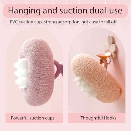 Super Soft Sunflower Suction Cup Bath Ball, 2025 New 2 in 1 Sunflower Exfoliating Body Scrubber, Sponge Mesh Pouf Shower Ball for Women, Men Shower (Green)
