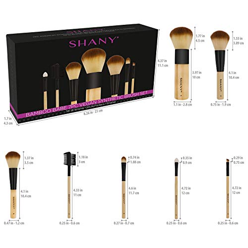 SHANY Bamboo Brush Set with Premium Synthetic Hair, Bamboo Handles and Cotton Pouch