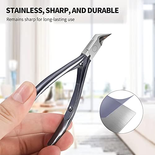 FERYES Toenail Clipper Straight Blade for Ingrown and Thick Nails - Stainless Steel and Sharp Pointed Tip Ingrown Nail Clipper – Wide Jaw Toe Nail Cutter Podiatry Tool Dark Gray