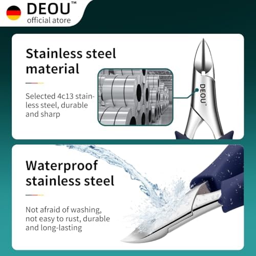 Professional Stainless Steel Podiatrist Nail Clippers, Heavy Duty Manicure Pliers for Thick Nails, Pedicure Toe Nail Clippers Tools for Men Women