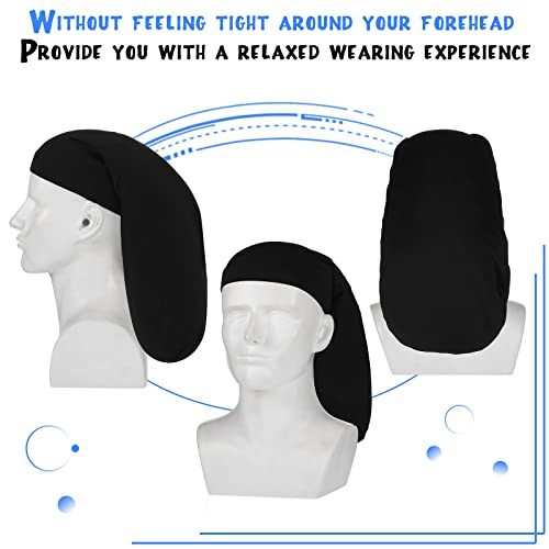 Tatuo 4 Pieces Unisex Jumbo Dreadlock Cap Long Hair Dreads Head Wrap Sleeping Cap Hair Accessories Sleep Bonnet for Men Women (Black)
