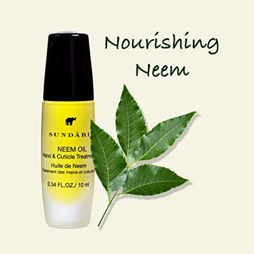 SUNDARI Neem Hand & Cuticle Oil – 0.34 Fl Oz, Roller for Dry Hands, Nails & Cuticles, Hydrating, Non-Greasy, Mess-Free, Pure Plant Extracts