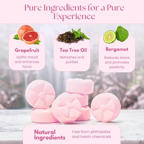 Revitalize Shower Steamers – USA Made - Energizing Aromatherapy Shower Bombs with Menthol, Grapefruit, Bergamot & Tea Tree – Long-Lasting Citrus Shower Tablets – 7 Tablets