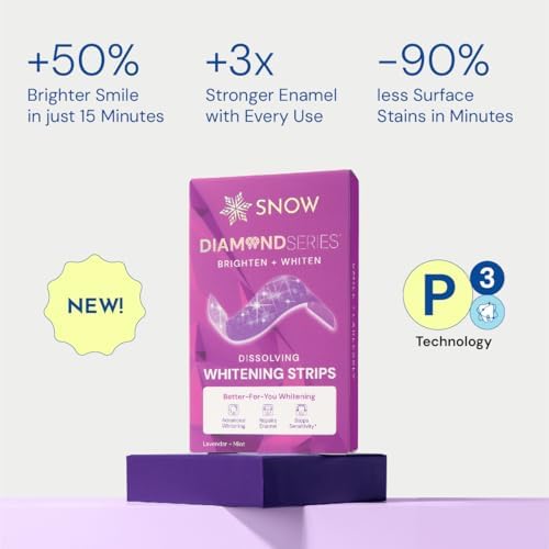 Snow Diamond Series Purple Whitening Strips - Dissolving Teeth Whitening Strips for Sensitive Teeth, Instant Brightening with Hydroxyapatite, Color-Correcting Purple Formula, 42 Count