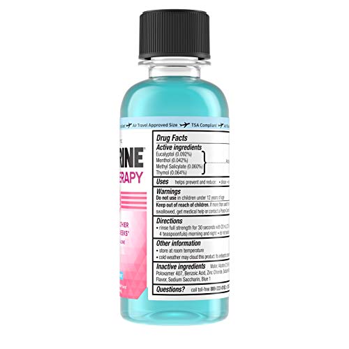 Listerine Gum Therapy Antiplaque & Anti-Gingivitis Mouthwash, Antiseptic Oral Rinse Helps Reverse Signs of Early Gingivitis, ADA Accepted, TSA-Compliant Travel-Size, Glacier Mint, 95 mL (Pack of 6)