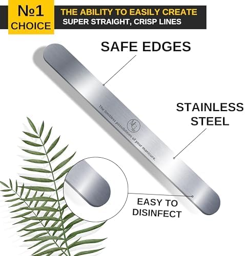 Nail File 180 Grit Professional Russian Manicure Reusable Peel and Stick Nail Files, Replaceable Emery Boards, Steel Base, Manicure Tools for Salon, 50 pcs + 1 Metal Board Set