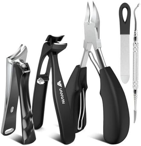 Toenail Clippers for Thick Toenails for Seniors, Angled Head Large Toe Nail Clippers for Thick Nails for Men, Heavy Duty Ingrown Toenail Clippers with Wide Jaw, Sharp Slanted Nail Cutter Black