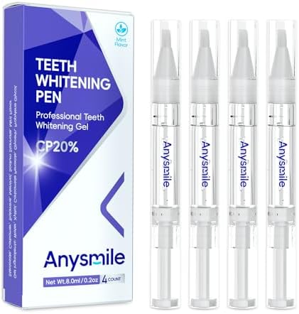 Teeth Whitening Pen Non Sensitive Teeth Whitening Gel with Effective 20% Carbamide Peroxide, 4 Professional Tooth Whitener Pens Travel- Friendly, 2ml/Pen