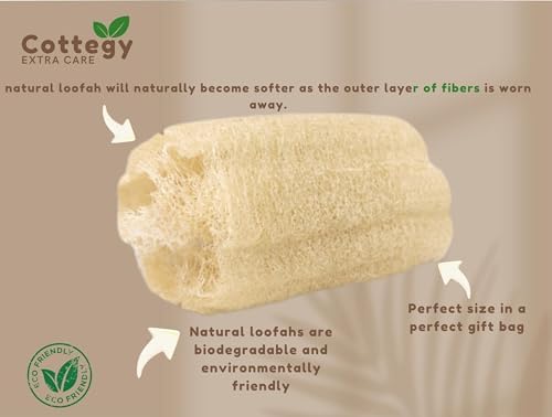 Premium Exfoliating Loofah Gloves – Natural Egyptian Loufa Sponge Body Scrubber Mitts for Soft, Radiant Skin – Left and Right Thumb Holes - Gentle Exfoliation & Deep Clean (1-Pack) (Count 2)