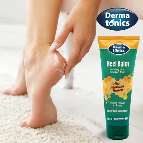Manuka Honey Heel & Elbow Cream - Moisturizing & Exfoliating Care for Dry, Cracked Heels & Feet, Softening Callus Remover, Hydrating Foot Balm for Smooth, Healthy Skin - 2.37 fl oz Tube