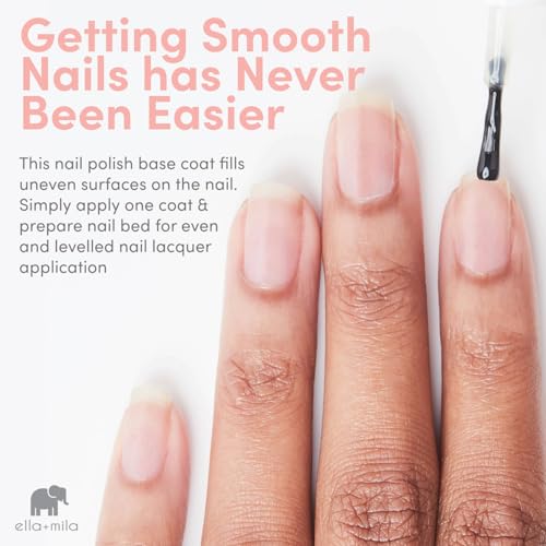 ella+mila All About the Base - Coat Nail Polish - Long-lasting Ridge Filler Base Coat - Nail Care that Helps Smooth & Fill Natural Nails (0.45 fl oz)