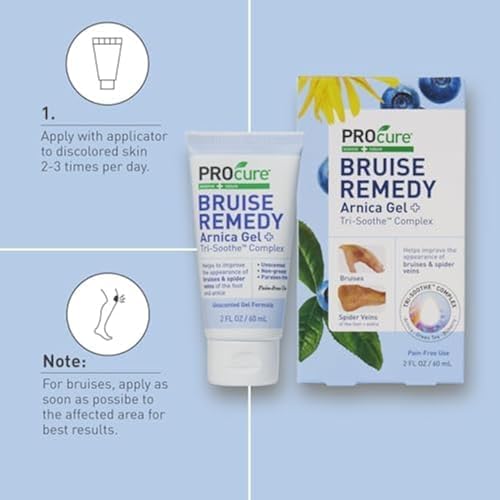 PROcure Arnica & MSM Bruise Remedy Gel – Unscented, Paraben-Free Arnica Montana Gel with Tri‑Soothe Complex for Bruising & Spider Veins, 2 Pack