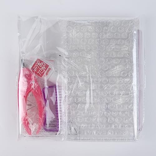 Teenitor Clear Coffin Nail Tips Set, Long Acrylic Nail Kit Full Cover Clear Press On Nails, 600 Pcs Fake Nails with Glue, Acrylic Nail Clipper Files and Buffer Polisher