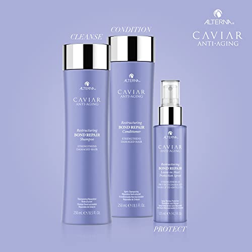 Alterna Haircare CAVIAR Anti-Aging Restructuring Bond Repair Leave-in Heat Protection Spray 4.2 Fl Oz | Strengthens and Protects Damaged Hair