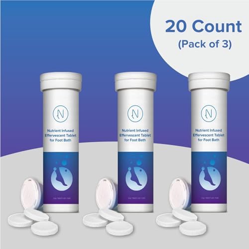 Diabetic Foot Soak Effervescent Tablets Foot Care by Nerve Spa, Anti-Swelling, Rehydrate The Foot, Foot Care Nutrients – 20 Tablets (3 Tubes)