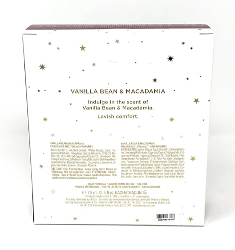 Victoria's Secret Vanilla Bean & Macadamia Frangrance Mist & Lotion 2.5 fl oz Gift Set