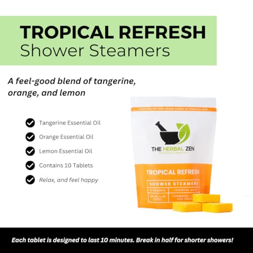 Tropical Refresh Shower Steamers Aromatherapy with Citrus Essential Oils,Made in the USA Shower Bomb Aromatherapy, Self Care Gift, Spa Day Gifts, Birthday Gifts, Gift for Her