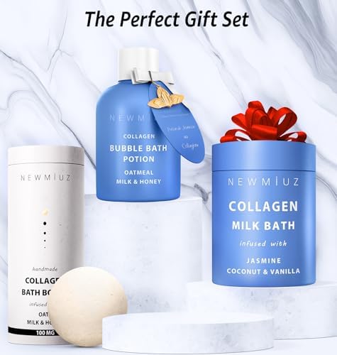 Creamy Coconut Collagen Milk Bath Soak Powder Moisturize & Soften Skin – Vanilla Jasmine Luxury Spa Bubble Bath Salt Mother's Birthday Christmas Relaxation Gifts for Women Perfect Stocking Stuffers
