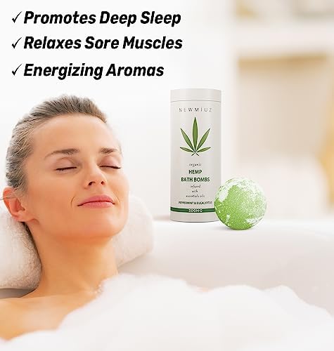 Organic Hemp Bath Bombs Infused Peppermint Eucalyptus Essential Oil Luxurious Bath Essentials Gifts for Dry Skin Immerse Yourself in A Blissful Spa