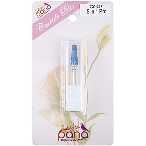 PANA 5-in-1 Pro Upgraded Multi-Function Drill Bit 3/32" Shank Size - (Blue, 2X Coarse to 2X Fine) - Mix Size Tungsten Drill Bit Fast Remove Acrylic Hard Gel Nail for Manicure Pedicure