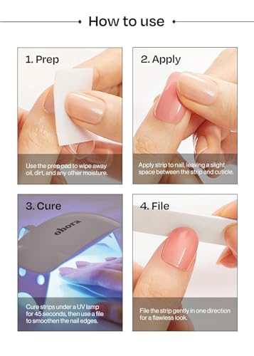 ohora Semi Cured Gel Nail Strips (N Sugar French) - Nude, Works with Any UV/LED Nail Lamps, Salon-Quality, Easy to Apply & Remove - Valentine's Day Gel Nail Wraps, Stickers, Romantic Gift Ideas