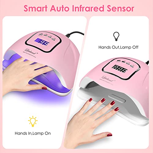 UV Gel Nail Lamp,150W UV Nail Dryer LED Light for Gel Polish-4 Timers Professional Nail Art Accessories,Curing Toe Nails