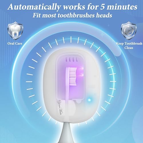 YourMate UVC Rechargerable Toothbrush Sanitizer Case Travel Toothbrush Covers Case with Holder for Houshold and Traveling or Business Trip White