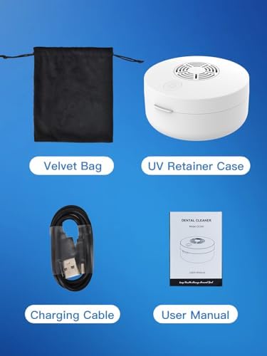 Voraiya UV Retainer Case Braces Box with Fan and Mirror – Compact Dental Case for Aligners, Mouth Guards, Night Guards, and Teeth Braces – White