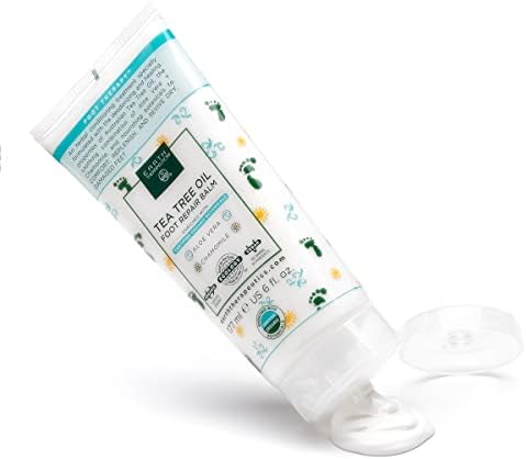 Earth Therapeutics Tea Tree Oil Foot Balm – Australian Tea Tree Oil w/Aloe Vera & Chamomile – Hydrates, Softens & Conditions Dry Cracked Feet, Heel and Calluses – Soothe Irritated Skin – 6 Oz