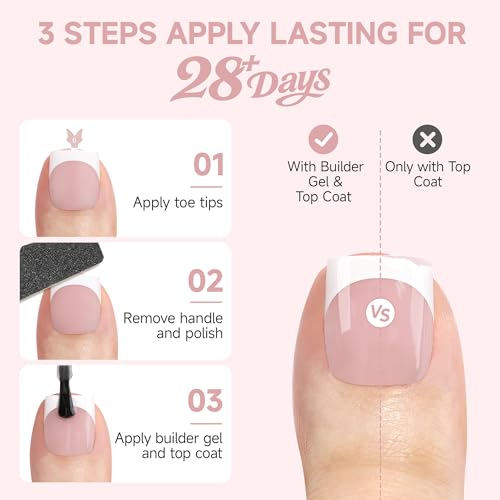 UNA GELLA French Toe Nail Press Ons X-Soft Peach Pink 330Pcs Big Wide Soft Gel Square Toe Nail Tips 15Sizes Matte Square Press On Toenails Fake Acrylic Gel Toe nail Tips for Women Nail Extensions