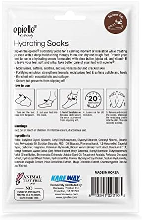 Epielle Hydrating Foot Masks 6 Pairs, Deep Moisturizing Socks for Dry Feet & Cracked Heels, Relieve and Soften with Shea Butter & Jojoba Oil, Korean Skin Care, Spa Set, Self Care Gifts for Women