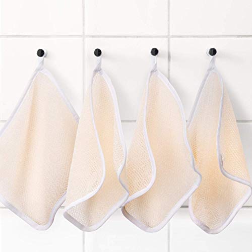 Tatuo 15 Packs Exfoliating Face Body Wash Cloths Towel Two Side Soft Weave Bath Cloth Exfoliating Scrubbing Massage Bath Towel for Women and Man(White Edge)