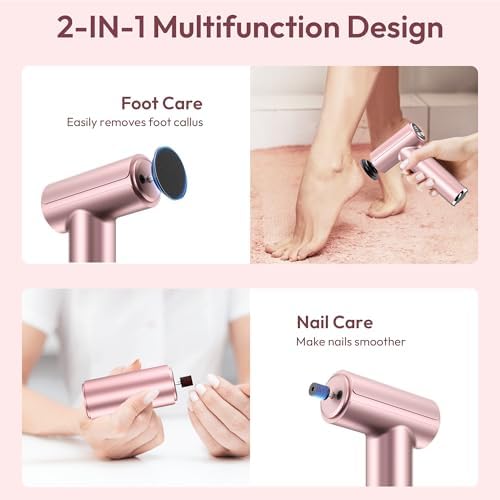 Electric Callus Remover for Feet, Rechargeable Electric Foot Callus Remover Pedicure Tool with 70pcs Sandpapers, Professional Foot File for Dead Skin, Calluses - Pink