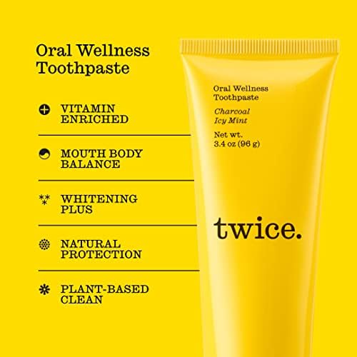 Twice Fluoride Free Hydroxyapatite Toothpaste, Gentle Charcoal Whitening. No Mess, Great Tasting, Complete Oral and Dental Care (ICY Mint Flavor - 4 Pack)