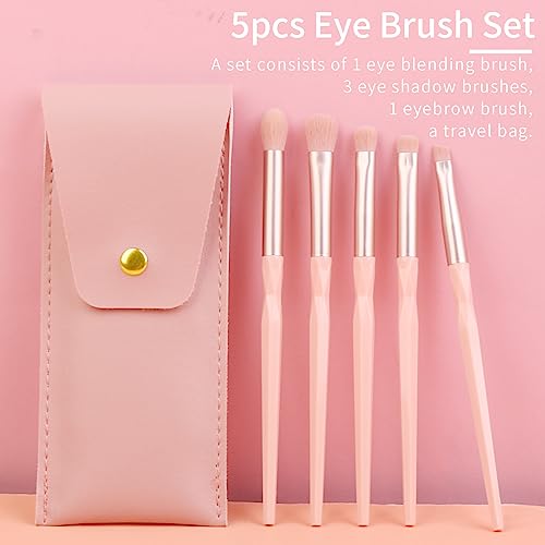 Pink Portable Eye Shadow Brush Set, Vegan Eyeshadow Brushes Set, Small Nose Contour Brush, Diamond Eyeshadow Brush, Eyeshadow Blending Brush, Colorful Eye Makeup Brushes Set Professional.