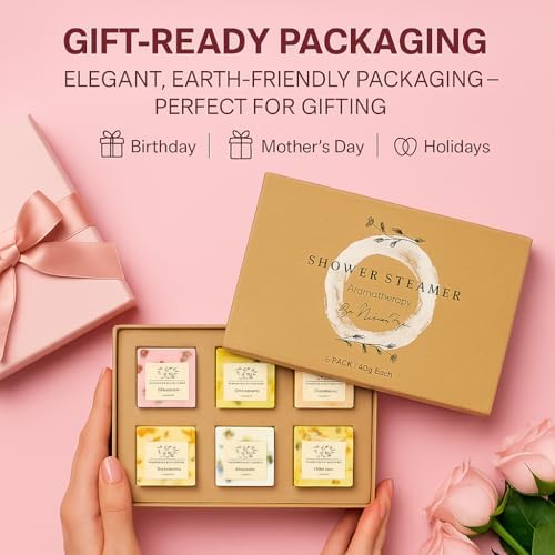 Premium Organic Shower Steamer- Shower Steamers Aromatherapy Essential Oil Infused, 6 Cubes Body Restore Shower Steamers Spa Gifts for Women, Shower Bombs
