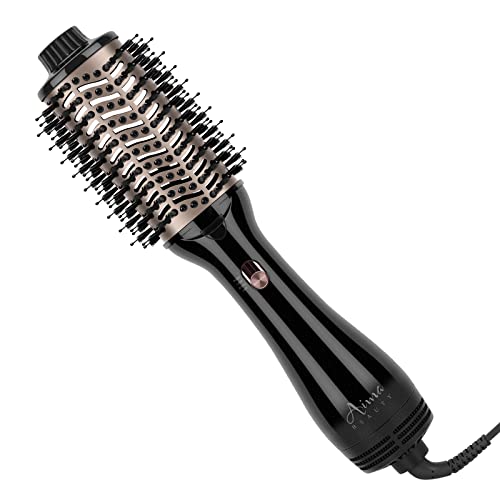 One Step Hair Dryer & Volumizing Hot Air Brush, Blow Dryer, Ceramic Straightener, Curler & Hot Comb 4 in 1 Salon Ionic Brush, Hair Styling Tools, Black