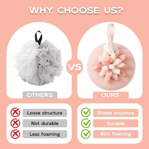 Super Soft Sunflower Suction Cup Bath Ball, 2025 New Bath Sponge, Gentle Exfoliating Mesh Shower Ball for Bathroom Accessories, Cute Flower Shower Ball for Kids and Adults (C)