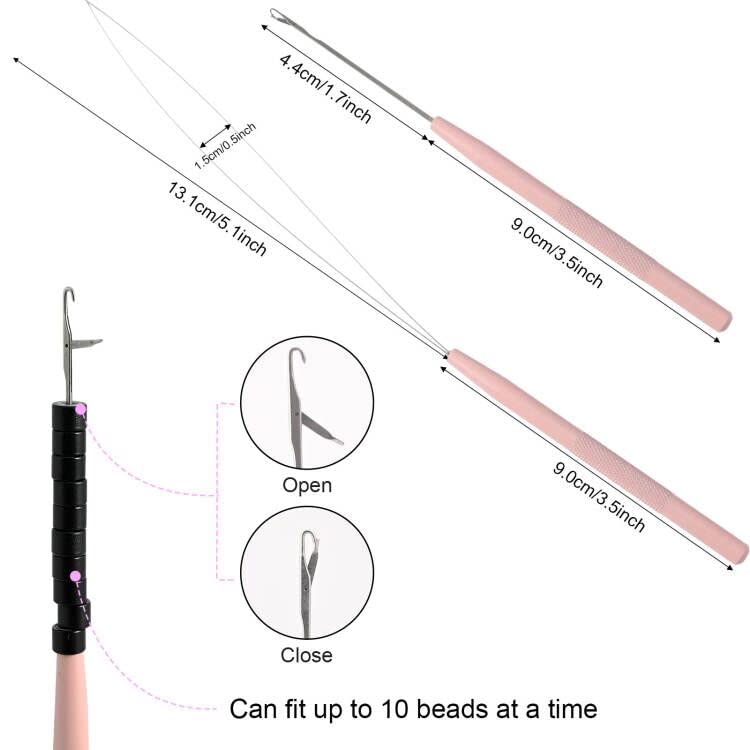 NEWISHTOOL Micro Links Hair Extensions Kit, Hair Extension Pliers for Beads, Hair Extension Loop Needle Pulling Hook Tool Bead Device Tool Kits, Micro Link Tools for Hair or Feather Extensions Styling