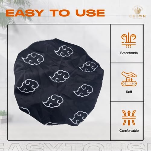 Double Layer Reversible Anime Bonnet for Men and Women - Comfortable Satin Silky Fabric with Elastic Soft Band