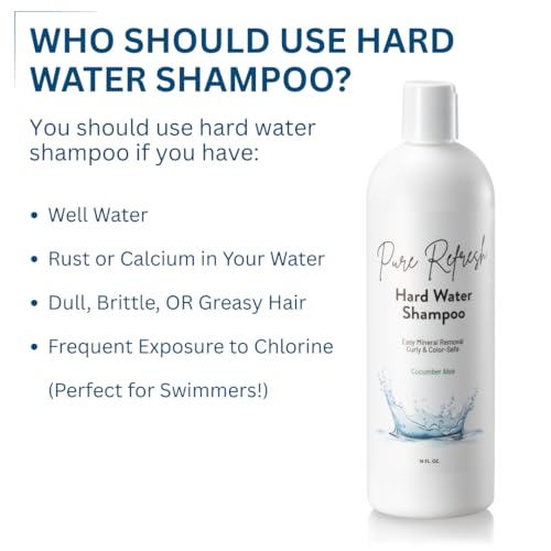 Pure Refresh Hard Water Shampoo – Removes Mineral Buildup from Well Water & Swimming Pools – Sulfate-Free Daily Hair Treatment – Safe for Men & Women – Made in USA (16 oz)