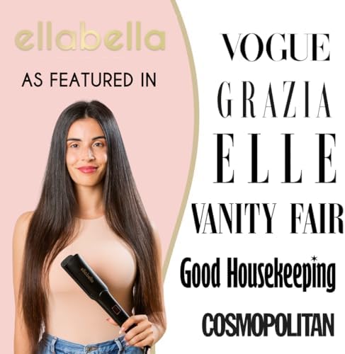 ELLA BELLA® Ceramic Flat Iron Hair Straightener • Professional Straightening Iron • Digital Display to Accurately Control Temperature • As Featured in Good Housekeeping