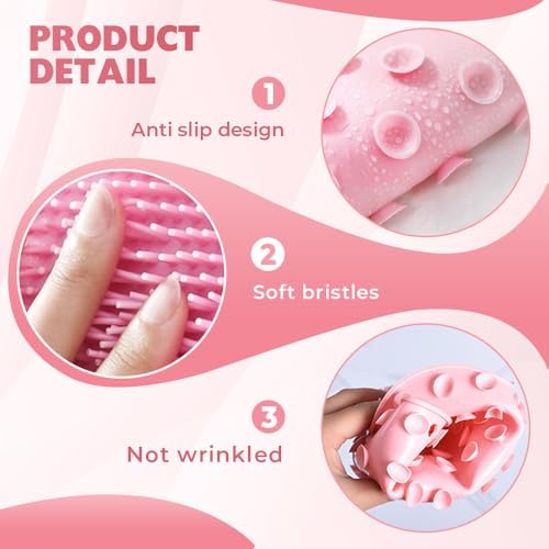 Silicone Shower Foot Scrubber Mat, 2025 Upgraded Shower Foot & Back Scrubber Massage Pad, Foot Back Cleaning Pad Wall Mounted Suction Cups Bath Wash Pad for Women Men (Blue)